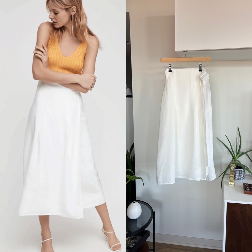 Aritzia Wilfred White Linen New Midi Silana Summer Casual Skirt Sz XS, S - Picture 1 of 11